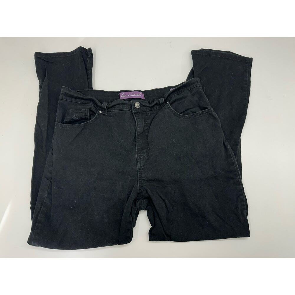 Gloria Vanderbilt Womens Amanda Jeans Size 14 Short Black Denim